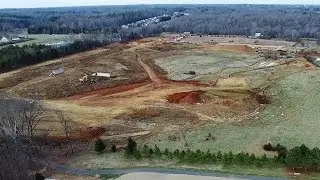 Aerial View of Site Work at New Subdivision - Whitsett, NC