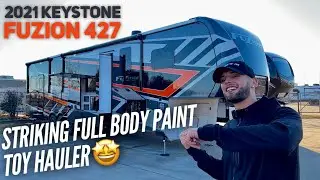 STRIKING FULL BODY PAINT TOY HAULER - 2021 Keystone Fuzion 427