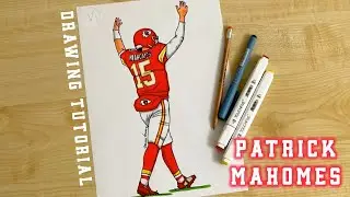 How to draw a football player Patrick Mahomes / How to draw Kansas City Chiefs players
