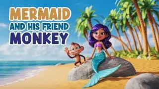 The Mermaid & Her Monkey Friend: A Tale of Land and Sea 🐚✨