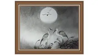 How To Draw Heron Landscape Drawing With Pencil Step by Step