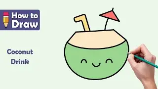 [#1/8] 🥥✨ How to Draw a Tropical Coconut Drink 🌴🎨 #CoconutArt #TropicalVibes