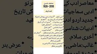 محمد حسن اور ان کی تصانیف | Urdu Books of Mohammad Hasan #ugcneturdunotes #urdu #tgt #pgt