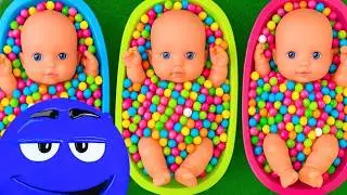 10 Minutes Satisfying with Full of 3 Rainbow BathTubs Candy with M&M's & Magic Slime Cutting Video