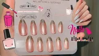 Soft Pink shiny Nails with Golden Tips ✨ | Elegant Nail Art Tutorial