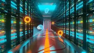 Concept of Data Center with ai Learning Big Data 3d Render Animation of Computer