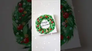 Easy Painting idea🌲💚 #wreath #minicanvas #shorts #christmas