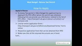 West Bengal - Renew Taxi Permit