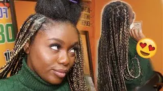 I Tried KNOTLESS BRAIDS For The First Time 😳   (BLONDE COLOR MIX)
