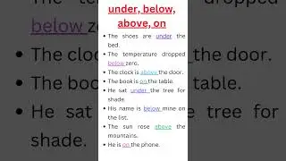 Preposition   under, below, above, on