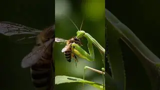 The beautiful war of survival of the mantis captures the worker bee