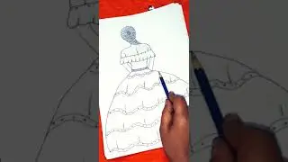 A beautiful girl standing//How to draw a girl in beautiful dress//#dress//A girl sketch