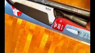 4k UNBOXING Tefal Comfort Chef Knife ( Stainless Steel ) with cover 20cm .
