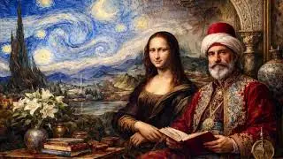 Special Mix Art Table - Osman Hamdi / Monalisa / Van Gogh background 