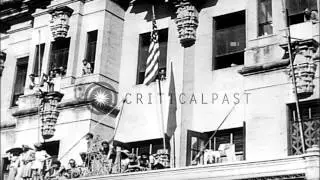 General Douglas MacArthur visits Santo Tomas University after liberation by the U...HD Stock Footage