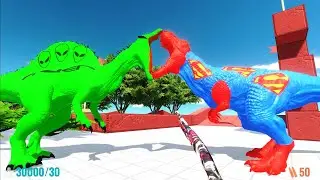 FPS ESCAPE from ALIEN SPINOSAURUS - Animal Revolt Battle Simulator