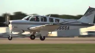 A36 Bonanza, N355SA departing KOSH on 8/1/13 at 1920