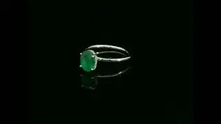 Emerald & Diamond Ring in 18K White Gold