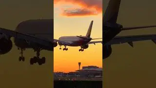 Asiana A350 sunset landing at Heathrow Airport ✈️🔥 #airbus #aviation #planespotting #sunset