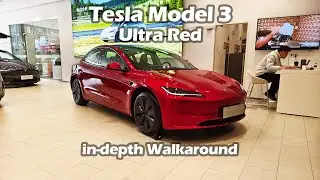 2025 New Tesla Model 3 Ultra Red in-depth Walkaround - Big Bear Test Car