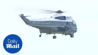 Donald Trump departs for Winstead house in Marine One