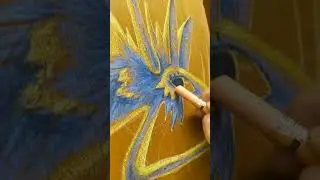 Sneaky Peaks (wax pastel on wood)