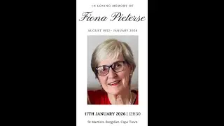 Funeral service of the late Fiona Pieterse at St Martin's Bergvliet 17th January 2026 12H30