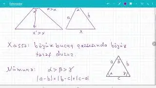 üçbucaqlar.üçbucağın perimetri, bucaqları, üçbucaq bərabərsizliyi və köməkçi elementləri.
