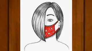 Easy Pencil Art for Beginners | Mask Girl Sketch |Aesthetic Pencil Sketch
