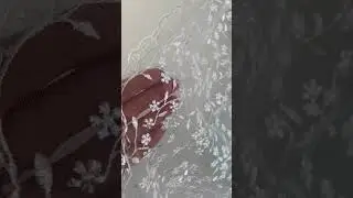 Embroidered Tulle Lace Wedding Veil  Scarf, Silver White Floral Wrap, Dress Topper/Handmade Scarves