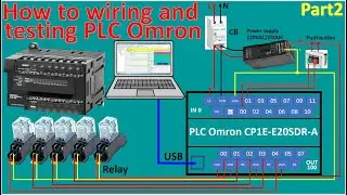 How to wiring PLC Omron CP1E-E20 with push button start/stop and relay control part2