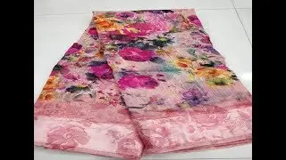 Beautiful Digital Print Linen Sarees || New Modern Fabric Print Linen Saree Collections