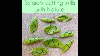Practice Scissors Cutting skills with Nature.... Spring outdoor activity for kids 🍃🍄🍃✂️🍃