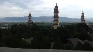 Panorama of Three Pagoda heritage site in Dali Yunnan Province