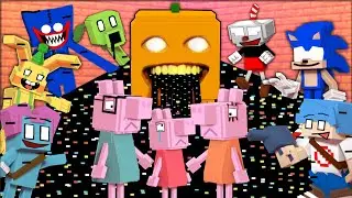 FNF Corrupted &ldquo;SLICED&rdquo; But Everyone Sings it | Corrupted Annoying Orange x FNF Minecraft Animation