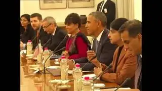 PM Modi and President Obama at the Delegation Level Talks   YouTube