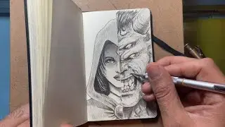Drawing TEEN TITANS' RAVEN and TRIGON in my Moleskine sketchbook