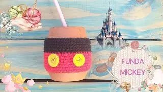 Crochet Mickey Mouse - Cover or Sleeve for Yerba Mate Cups or Jars, Crocheted