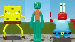 PLAYING AS SPONGEBOB, SQUIDWARD, MR. KRABS 3D MEMES in Garry's Mod!