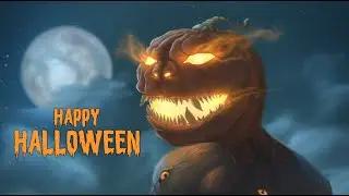 Halloween Digital Painting Process | Werewolf with Pumpkin head