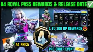 A4 ROYAL PASS REWARDS | PUBG A4 ROYAL PASS RELEASE DATE | A4 1 TO 100 RP REWARDS & A4 PREORDER PERKS