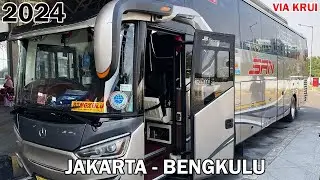 JAKARTA - BENGKULU NAIK PO.SAN via Krui | PERJALANAN JALUR SEMPIT, BERLIKU & GELAP - 2024 #bus