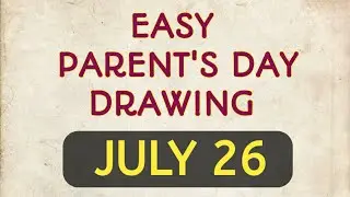 Easy Parent's Day Drawing // How to draw mom holding daughter Scenery // Beautiful Scenery