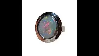 Red and Blue Opal Ring Sterling Silver | FlashOpal
