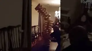 Monster Jenga tower collapse