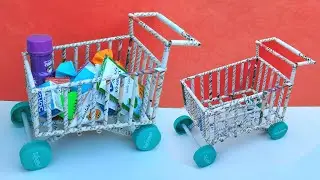 Как сделать тележку для покупок из газет | Миниатюрная тележка для покупок своими руками