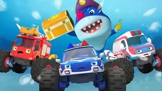 Shark and Police Truck Song | Monster Cars | Nursery Rhymes & Kids Song | BabyBus - Cars World