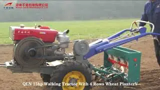 QLN walking tractor with 4 rows wheat planter
