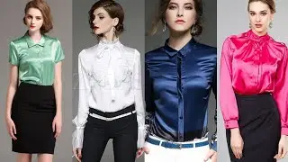 Collared Plain satin/silk blouses outfits designs ideas for GIRLS&WOMEN'S #2020