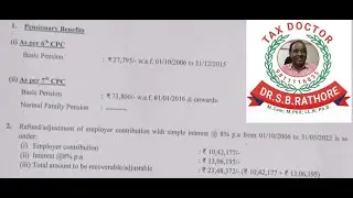 Calculation of Pension Arrears, CPF with 8% Interest, Tax Deducted, Net Amount credited on 18-08-23